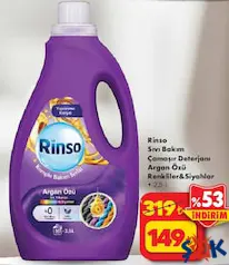 RİNSO SIVI BAKIM ÇAMAŞIR DETERJANI 2,5 L fiyat ve kampanya bilgisi
